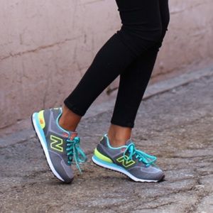 New Balance Sneakers Size 7.5. Gray with Neon.